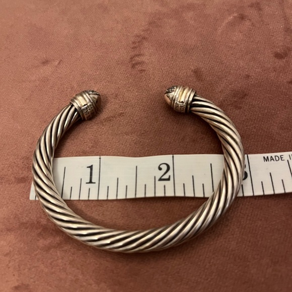 David Yurman 7mm silver classic cable bracelet, diamonds and 18kt yellow gold - Picture 3 of 8